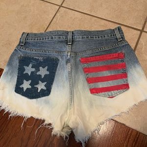 American Flag ombré high waisted jean shorts